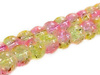 Koraliki szklane crackle, kula 6mm - kolor różowo-żółty - sznur 140szt.