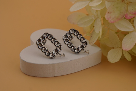 Sztyfty imitacja łańcuszka / stal chirurgiczna / 11x14mm / srebrny / 2szt