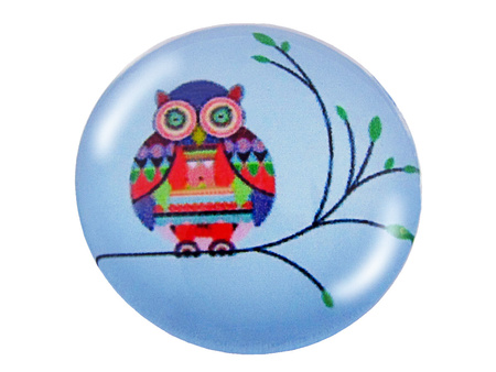 Kaboszony szklane z grafiką, K14 PT1052 / błękitny / 14mm / 4szt