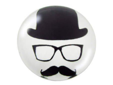 Kaboszony szklane z grafiką, K25 PT1030 / biało-czarny / 25mm / 2szt