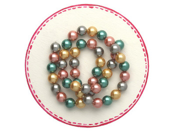 Perły kolorowe / kula / 6mm / multikolor / sznur ok 68szt