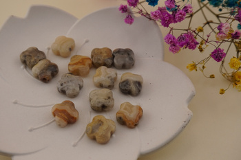 Agat Crazy żółty / koniczynka fasetowana / 12x12mm / otwór 1mm / grubość 5mm / 1szt