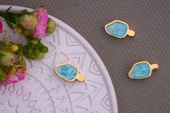 Lody niebieskie/ przekładka / stal chirurgiczna / 12x7mm / złoty / 1szt