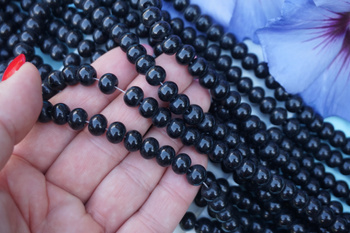 Milly™ / koraliki szklane / oponka / 6x8mm / czarny / około 60szt