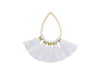 Chwost z nici wiskozowych / łezka / 36mm / biały / 1szt