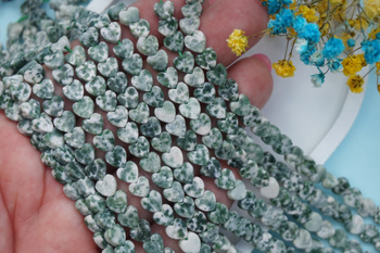 Jadeit Green Dots  / serce / 6mm / 10szt