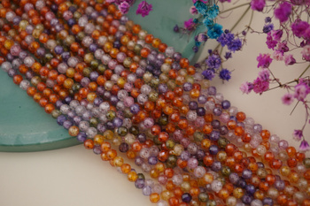 Cyrkonia multikolor / kula fasetowana / 4mm / sznur / około 90szt