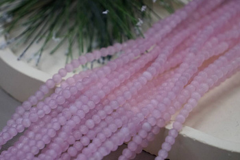 Kocie oko / kula matowa / 4mm / różowy / ok 90 szt / 1 sznur