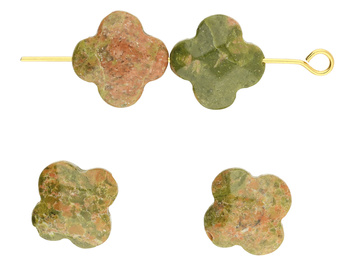 Unakit / koniczynka fasetowana / 12x12mm / otwór 1mm / grubość 5mm / 1szt