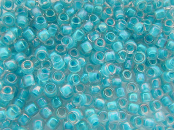 TOHO™ / Round 8/0 / Inside Color Lustered Crystal Opaque / Aqua / 10g / ~410szt