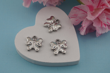 Motylek / zawieszka / stal chirurgiczna / 12x12mm / srebrny / 1szt