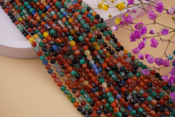 Agat multikolor / kula fasetowana / 4mm / sznur / około 84szt