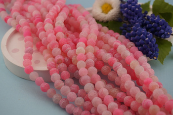 Agat trawiony / kula / 8mm / różowy / około 47szt