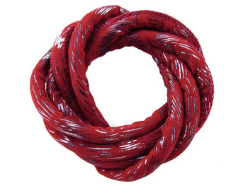 Rzemień ekologiczny, szyty, srebrne świecące paski / bordowy / wymiary 5x7mm / 1m