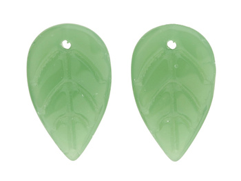 Listek/ zawieszka / szkło /  18x11mm / zielony / 4szt