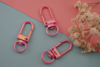 Baza breloka / karabińczyk / metal / 3,3cm / różowy / 1szt