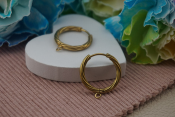 Bigle koła skręcane z podwieszką / stal chirurgiczna / 20mm / złoty / 2szt