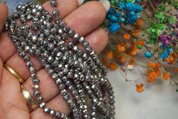 CrystaLove™ / kryształki szklane / rondelle / 3x4mm / srebrny / lustrzany / 110szt