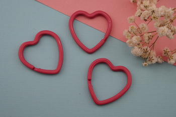 Baza breloka / serce / stal chirurgiczna / 3,1x3,1cm / amarantowy / 1szt