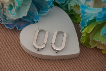 Bigle owalne z podwieszką / stal chirurgiczna / 11x19mm / srebrny / 2szt