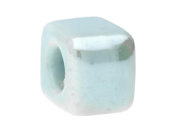 Koraliki ceramiczne / kostka / 12.5x17x19,5mm / kolor miętowy / otwór 9x7mm / 2szt