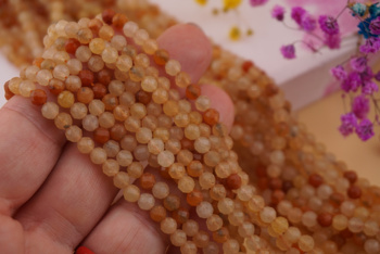 Agat czerwony / kula fasetowana / 4mm / sznur / około 84szt