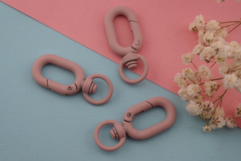 Baza breloka / karabińczyk / metal / 3,8cm  x 1,5cm/ różowy / 1szt