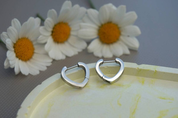 Kolczyki serce / stal chirurgiczna / 16mm / srebrny / 2szt