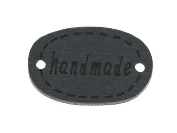 Etykietka HANDMADE / drewniana / 18x11x3mm / czarny / 10szt