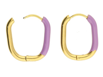 Bigle owale / stal chirurgiczna / 16x20mm / grubość 2.5mm / złoty, fioletowy / 2szt