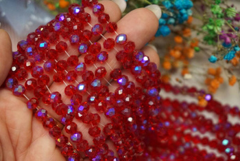CrystaLove™ / kryształki szklane / rondelle / 5x6mm / FireBrick / AB / około 84szt