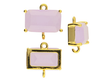 Kryształ w oprawie / łącznik / 8x13mm / miedź / złoty, fioletowy / 1szt