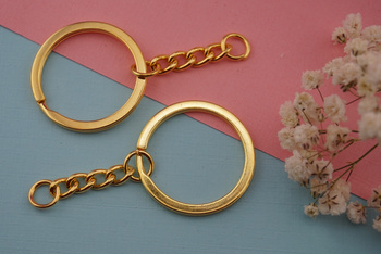 Baza breloka / kółeczko z łańcuszkiem / metal / 3cm kółeczko / złoty / 1szt