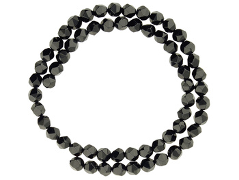 Agat / kula fasetowana, kształt diament / 6mm / czarny / sznur / 60szt