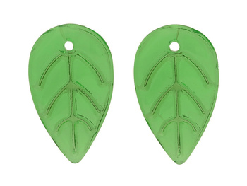 Listek/ zawieszka / szkło /  18x11mm / zielony / 4szt