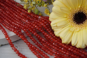 Chalcedon fasetowany / rondelle / 2x4mm / czerwony / ok 115 szt / 1 sznur