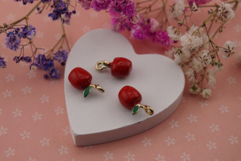 Jabłko 3D / zawieszka / 15x5mm / metal / złoty / 1szt