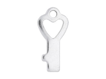 Klucz / zawieszka charms / stal chirurgiczna / 16x7.5x1mm / srebrny / 4szt