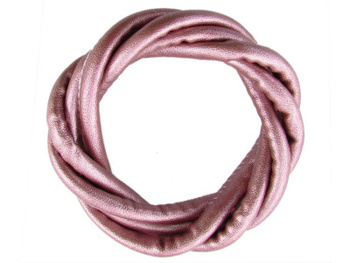 Rzemień ekologiczny, szyty, metaliczny / wrzosowy / wymiary 5x7mm / 1m