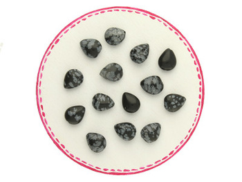 Obsydian śnieżny / kropla płaska / 8x10x5mm / 2szt