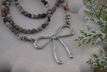 Kokardka / łącznik / stal chirurgiczna / 32x40x2.5mm / srebrny / 1szt