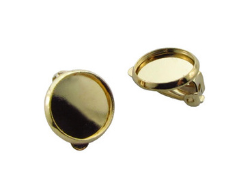 Klipsy z mosiądzu 16mm, na kaboszon 12mm / kolor złoty, KC Gold / 2szt