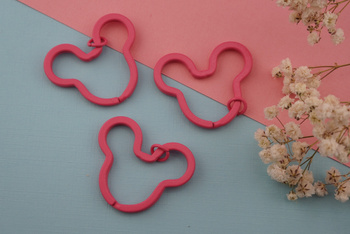 Baza breloka / głowa myszki / stal chirurgiczna / 3,9x32cm / różowy / 1szt