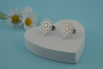 Sztyfty z zatyczkami / rozeta / stal chirurgiczna / 10mm / srebrny / 2szt