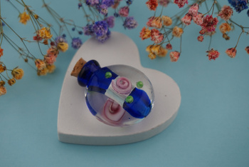 Fiolka przezroczysta / granatowy / szkło lampwork / 30x25mm / 1szt