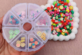 Box z koralikami polimerowymi / owoce / 10mm / 80 koralików + pudełko 