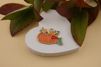 Warzywa / zawieszka emaliowana / 16x24mm / metal / złoty / 1szt