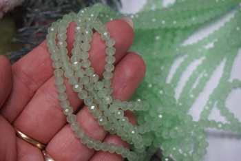 CrystaLove™ / kryształki szklane / rondelle / 3x4mm / Zielony mleczny / 110szt