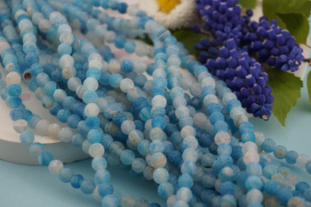 Agat trawiony / kula / 6mm / błękitny / około 60szt