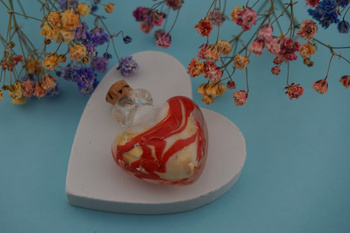 Fiolka serce / czerwony / szkło lampwork / 27x25mm / 1szt